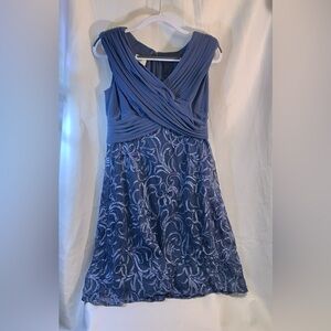 Patra Dress Size 12 Formal Fairy Cocktail Blue Sleeveless Embroidered Lace